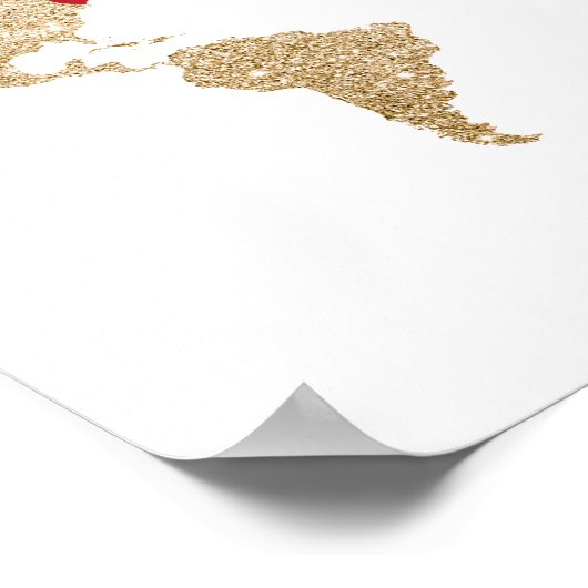 Gold Foil World Map mit herausnehmbaren Herzen Paa Poster (Ecke)