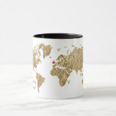 Gold Foil World Map mit herausnehmbaren Herzen Paa Tasse (Zentrum)