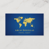 Gold Foil World Map Navy Blue Travel Agent Visitenkarte (Vorderseite)