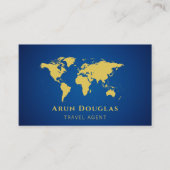 Gold Foil World Map Navy Blue Travel Agent Visitenkarte (Vorderseite)