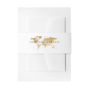 Gold Foil World Map Reiseziel Einladungsbanderole