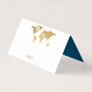 Gold Foil World Map Reiseziel Platzkarte Visitenkarten