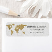 Gold Foil World Map Wedding Rücksendeadresse (Insitu)