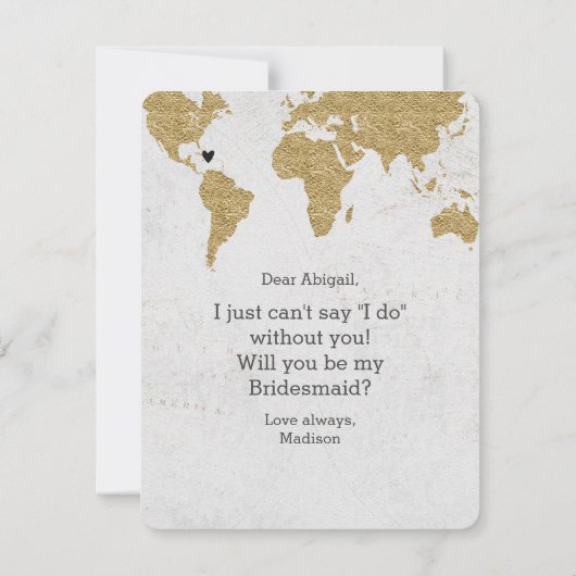 Gold Foil World Map werden Sie überbrückt Einladung (Rückseite)