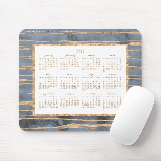 Gold Foil Yearly 2017 Calendar Mouse Pads Blue Mousepad (Mit Mouse)