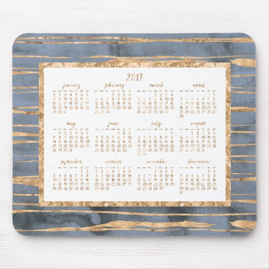 Gold Foil Yearly 2017 Calendar Mouse Pads Blue Mousepad (Vorne)