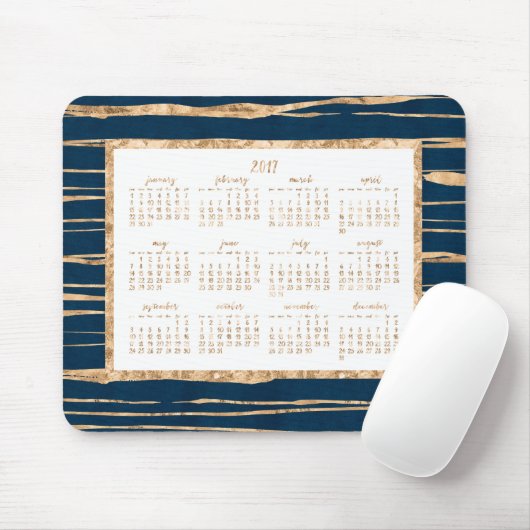 Gold Foil Yearly Calendar 2017 Mouse Pads Blau Mousepad (Mit Mouse)