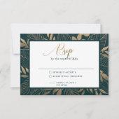 Gold Foliage Border Forest Green RSVP Karte (Vorderseite)