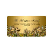 Gold Foliage & Bow Weihnachtsadressen Labels Adressaufkleber (Vorne)