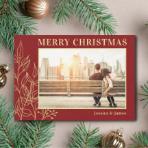 Gold Foliage Burgundy Foto Frohe Weihnachten