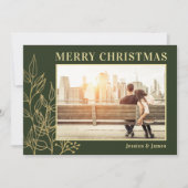 Gold Foliage Green Foto Frohe Weihnachten (Vorderseite)