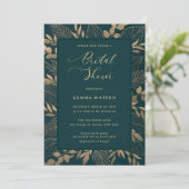 Gold Foliage Leaf Bridal Dusche Einladung (Stehend Vorderseite)