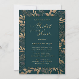 Gold Foliage Leaf Bridal Dusche Einladung