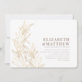 Gold Foliage Modern + Minimalistische Hochzeit Einladung (Vorderseite)