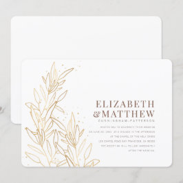 Gold Foliage Modern + Minimalistische Hochzeit Einladung