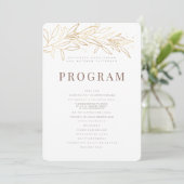 Gold Foliage Modern + Minimalistische Hochzeit Programm (Stehend Vorderseite)