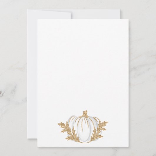 Gold Foliage Pumpkin Erntedank Dinner Einladung (Rückseite)