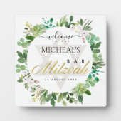 GOLD FOLIAGE WREATH STAR BAR BAT MITZVAH WILLKOMME FOTOPLATTE (Vorderseite)