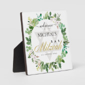 GOLD FOLIAGE WREATH STAR BAR BAT MITZVAH WILLKOMME FOTOPLATTE (Vorderseite)