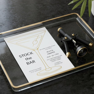 Gold Folie Martini Minimalist Bar bestücken Dusche Folieneinladung