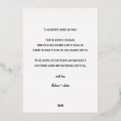 Gold-Folie monimal Skript Hochzeit danke Ihnen Kar Folieneinladung (Rückseite)