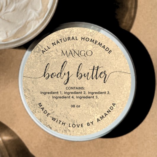 Gold-Folie, selbstgemachte BODY-BUTTER-Marke Runder Aufkleber