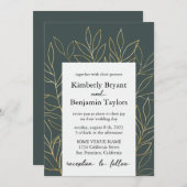 Gold Folien. Dusty Gray moderne Luxury Wedding Einladung (Vorne/Hinten)