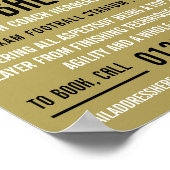 Gold Football Helm, Fußball Camp Werbung Poster (Ecke)