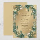 Gold Forest Botanische Hochzeit Einladung (Vorne/Hinten)
