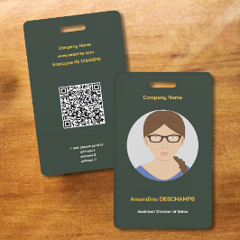 Gold & Forest Green Circle Photo Employee Badge Ausweis