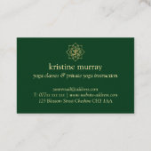 Gold & Forest Green Yoga Instructor | Visitenkarte (Rückseite)