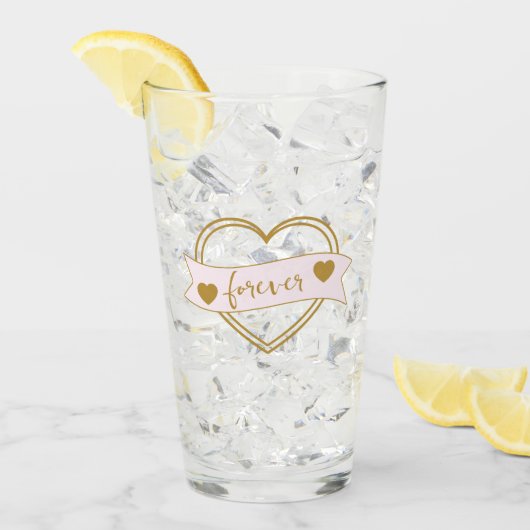 Gold Forever Hearts Brautparty Glas (Vorderseite Ice)