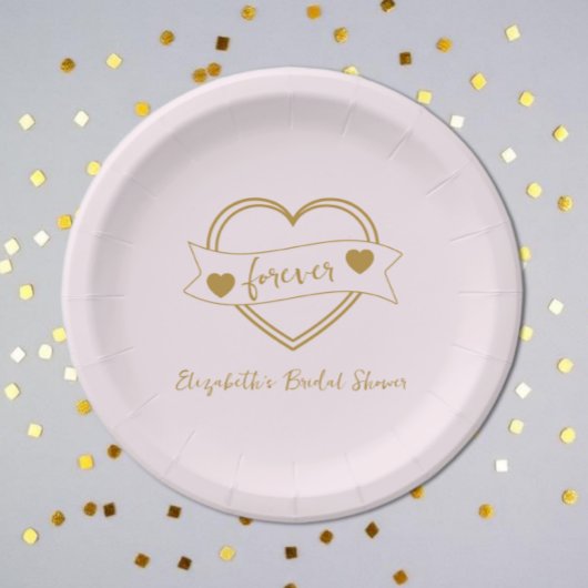 Gold Forever Hearts Brautparty Pappteller
