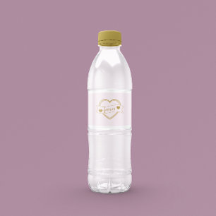 Gold Forever Hearts Brautparty Wasserflaschenetikett