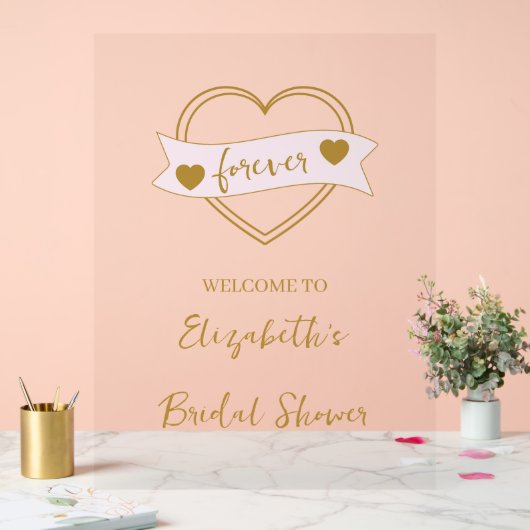 Gold Forever Hearts Bridal Shower Acrylschild (Hochzeit)