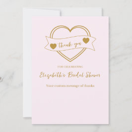 Gold Forever Hearts Bridal Shower Dankeskarte
