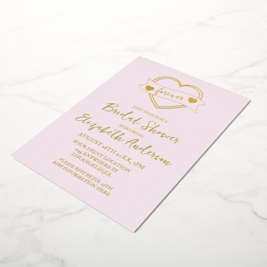 Gold Forever Hearts Bridal Shower Folieneinladung (Gedreht)