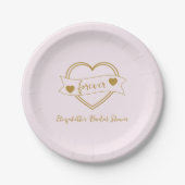 Gold Forever Hearts Bridal Shower Pappteller (Vorderseite)