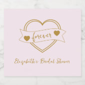 Gold Forever Hearts Bridal Shower Schaumweinetikett (Einzelnes Label)