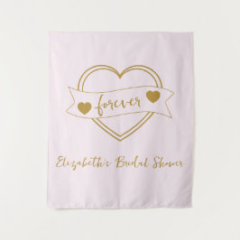 Gold Forever Hearts Bridal Shower Wandteppich