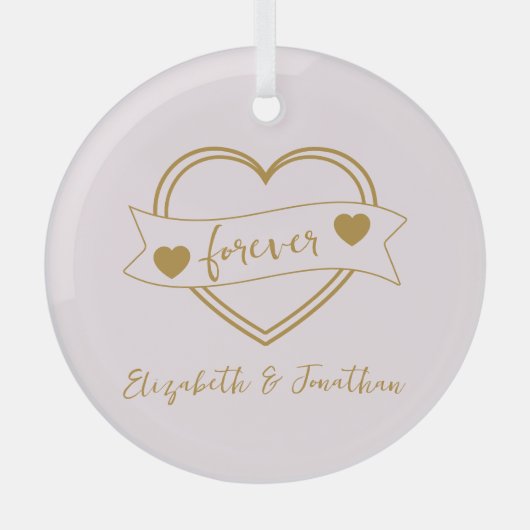 Gold Forever Hearts Junggesellinnen-Abschiedsparty Ornament Aus Glas (Vorderseite)