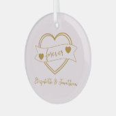 Gold Forever Hearts Junggesellinnen-Abschiedsparty Ornament Aus Glas (Vorderseite links)