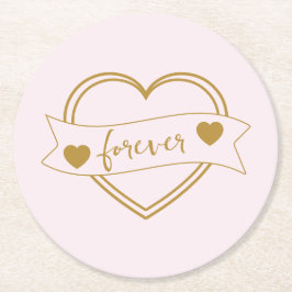 Gold Forever Hearts Junggesellinnenabschied Runder Pappuntersetzer