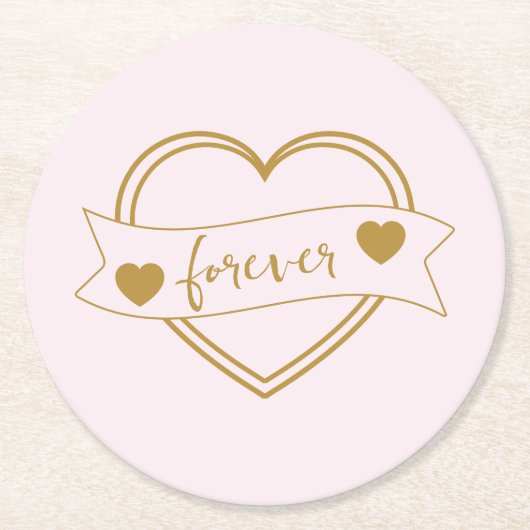 Gold Forever Hearts Junggesellinnenabschied Runder Pappuntersetzer (Vorderseite)