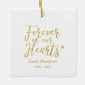 Gold Forever in unserem Hearts Memorial Foto Keramikornament (Vorderseite)