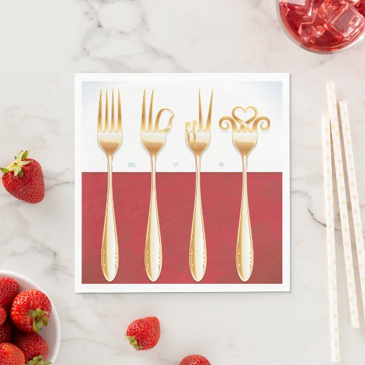 Gold Forks Paper Napkins Serviette