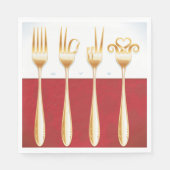 Gold Forks Paper Napkins Serviette (Vorderseite)