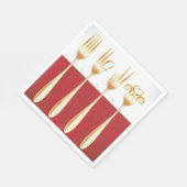 Gold Forks Paper Napkins Serviette (Ecke)
