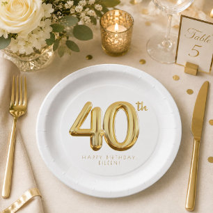 Gold Forty 40. Geburtstags-Ballonparty Pappteller