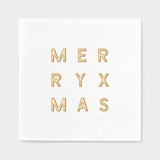 Gold Fory Xmas Cocktail Napkins Servietten Mit Folie (Vorderseite)